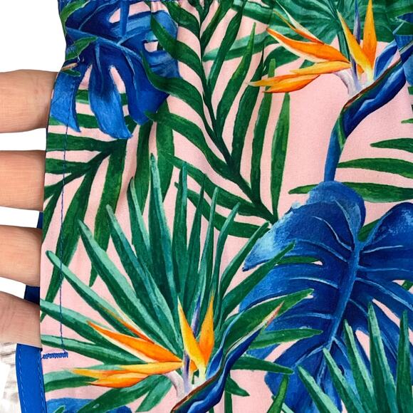 Franks Swim Large Board Shorts Quick Dry Palm Leaf Pockets Elastic Waist Multi - Picture 4 of 6